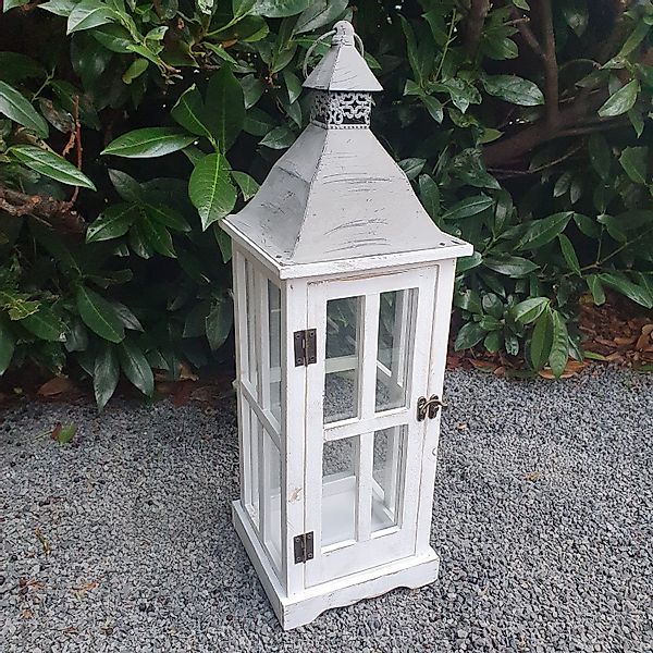 Aspinaworld Gartenfigur Holzlaterne Windlicht Laterne weiß günstig online kaufen