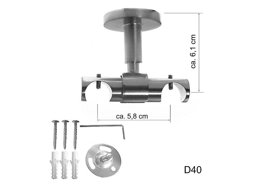 BASIT Gardinenstange Innenlauf Edelstahloptik 20mm mit Deckenträgern 120 cm günstig online kaufen