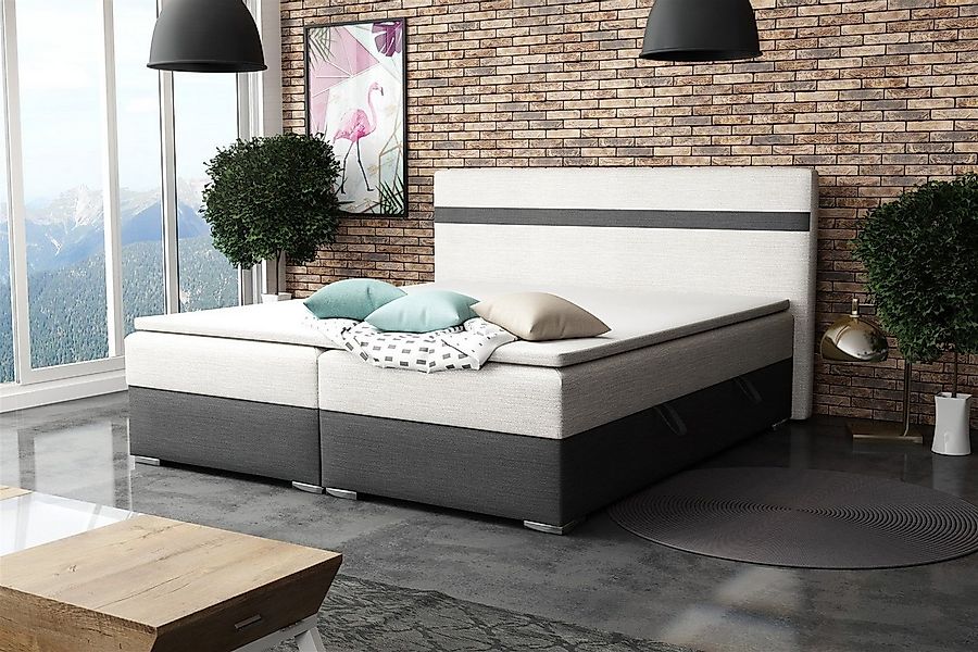 Fun Möbel Boxspringbett Boxspringbett Schlafzimmerbett DAWID in Stoff/Kunst günstig online kaufen