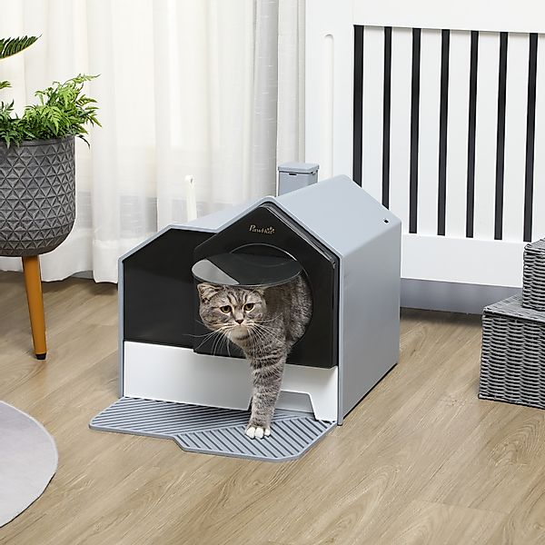 PawHut Katzentoilette Katzenklo mit Schublade Haube, ABS, Kunststoff, Weiß+ günstig online kaufen