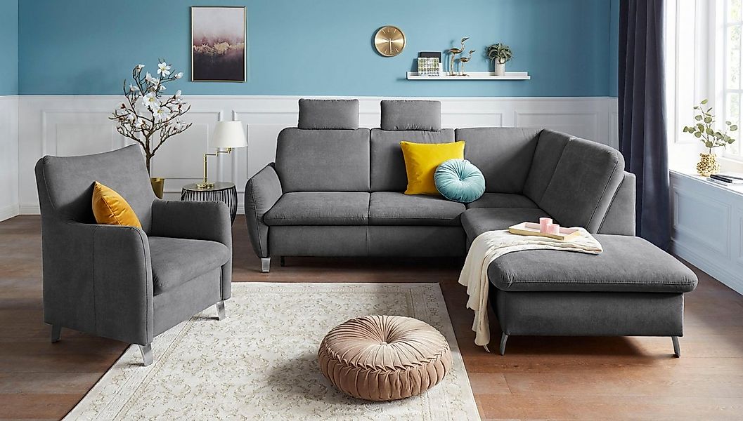 sit&more Ecksofa »Daytona L-Form«, mit Federkern, zwei Kopfstützen und wahl günstig online kaufen