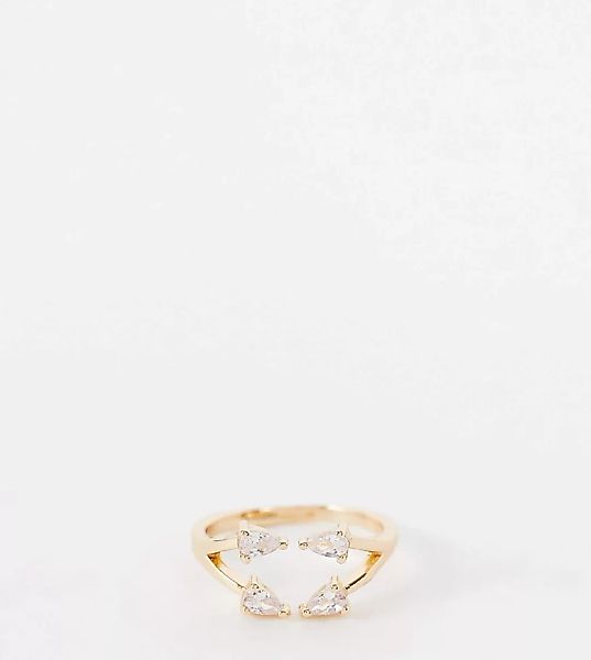 ASOS DESIGN Curve – Goldfarbener Ring mit Strasssteinen günstig online kaufen