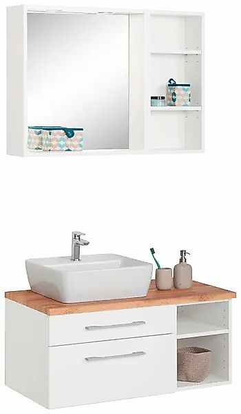 welltime Badmöbel-Set "Davos", (3 St.), Waschplatz mit Regal und Spiegel günstig online kaufen