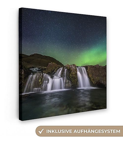 OneMillionCanvasses® Leinwandbild Nordlicht - Wasserfall - Island - Natur, günstig online kaufen