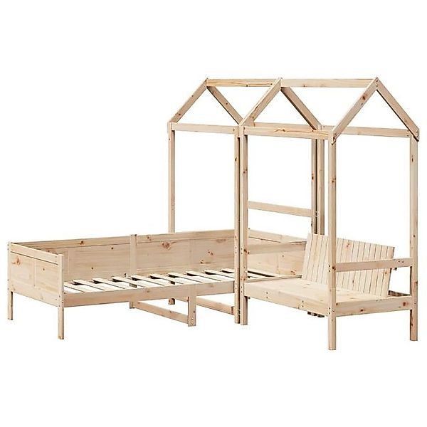 vidaXL Bett Tagesbett und Bank mit Dach 80x200 cm Kiefernholz günstig online kaufen