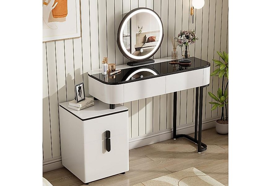 Woltu Schminktisch (1-St), mit LED Beleuchtung, Schubladen, 1 Seitenschrank günstig online kaufen