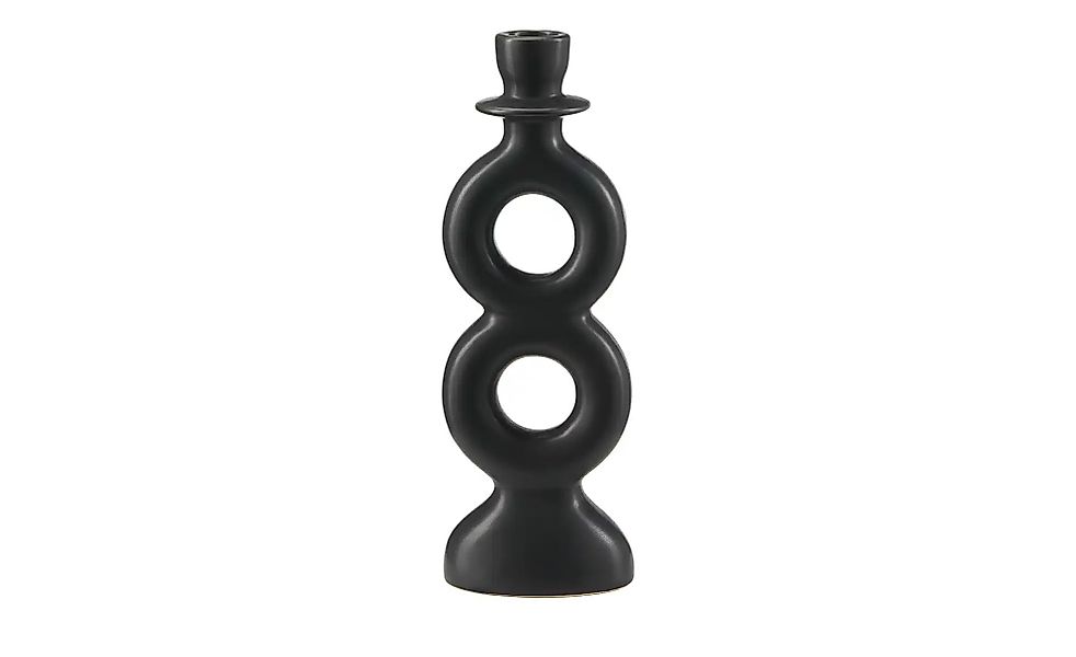 HOME STORY Kerzenhalter   ¦ schwarz ¦ Porzellan ¦ Maße (cm): B: 8,5 H: 26,5 günstig online kaufen