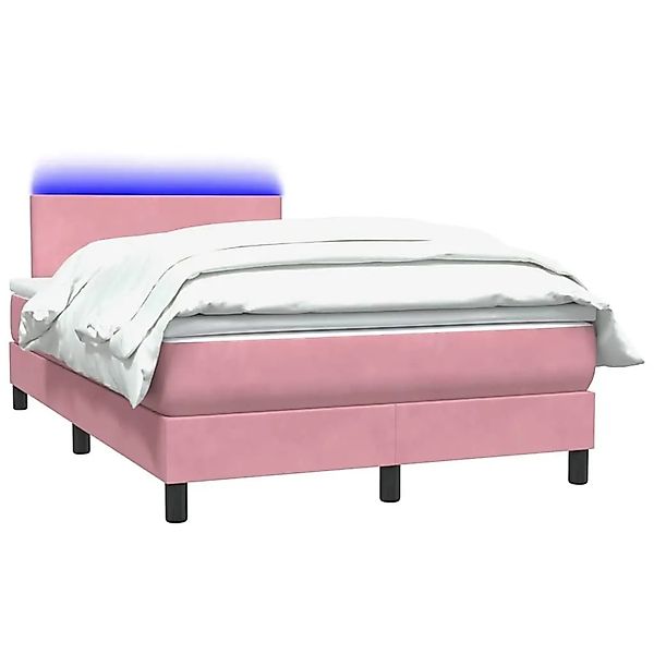 vidaXL Boxspringbett mit Matratze & LED Rosa 120x220 cm Samt 3316736 günstig online kaufen