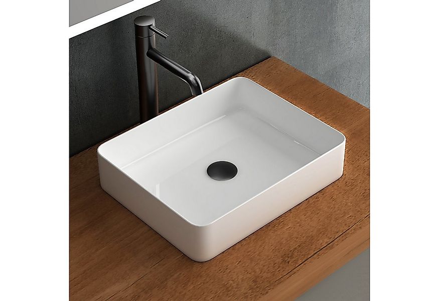 Alpenberger Aufsatzwaschbecken Eckiges Waschbecken 50cm Breit, hygienisch m günstig online kaufen