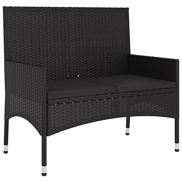 furnicato Gartenbank 2-Sitzer mit Kissen Schwarz günstig online kaufen
