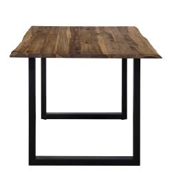 Küchentisch mit Baumkanten in Walnussfarben und Schwarz 75 cm hoch günstig online kaufen