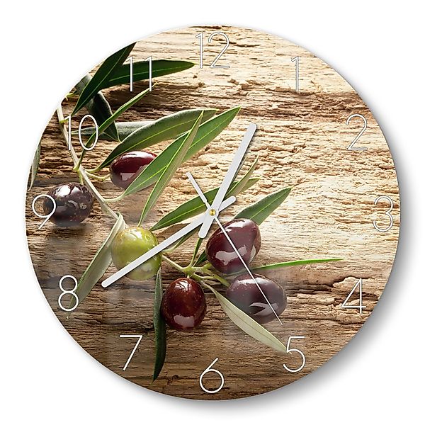 DEQORI Wanduhr 'Dekorativer Olivenzweig' (Glas Glasuhr günstig online kaufen