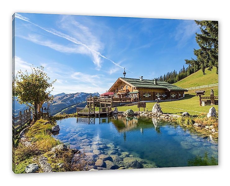 Pixxprint Leinwandbild Schönes Haus in den Alpen, Schönes Haus in den Alpen günstig online kaufen
