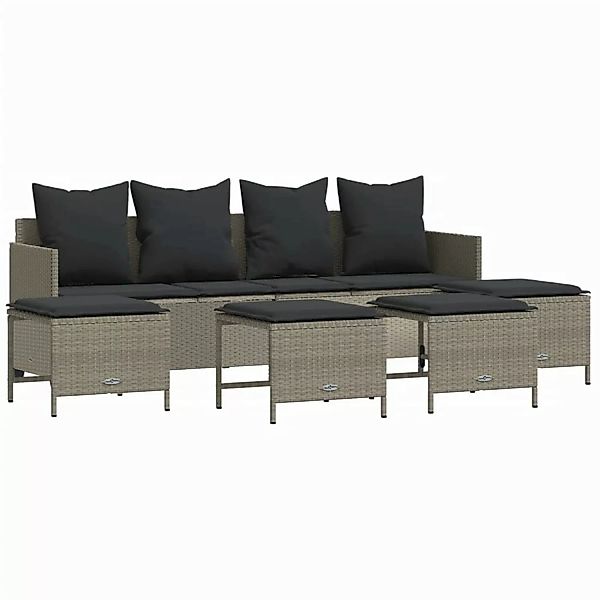 vidaXL 5-tlg Garten-Sofagarnitur mit Kissen Hellgrau Poly Rattan Modell 6 günstig online kaufen