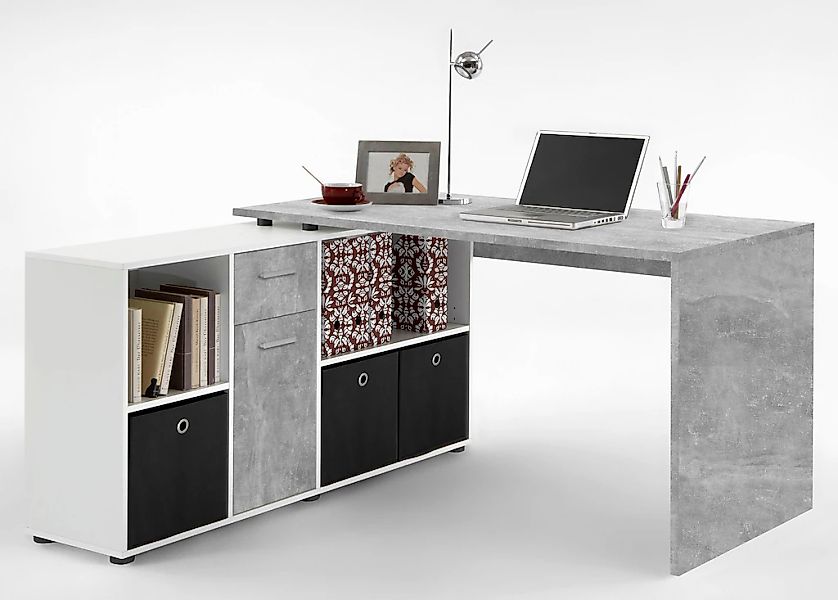 FMD Eckschreibtisch "Lex, Schreibtisch / Sideboard,", variabel montierbar, günstig online kaufen