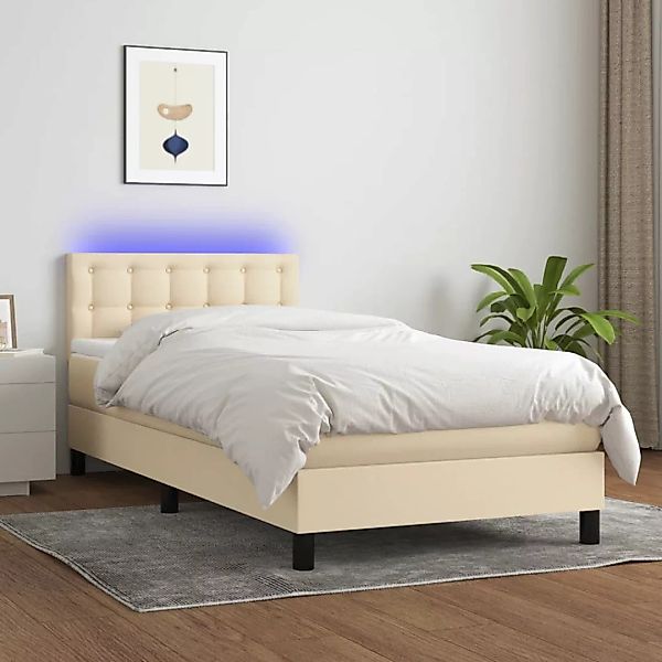 Vidaxl Boxspringbett Mit Matratze & Led Creme 90x200 Cm Stoff günstig online kaufen