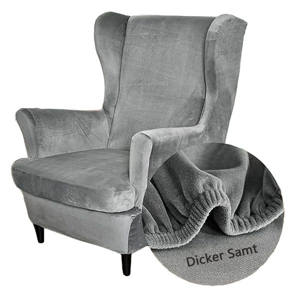 Coonoor Sesselhusse Samt, Stretch, 2-Teilig Ohrensessel günstig online kaufen