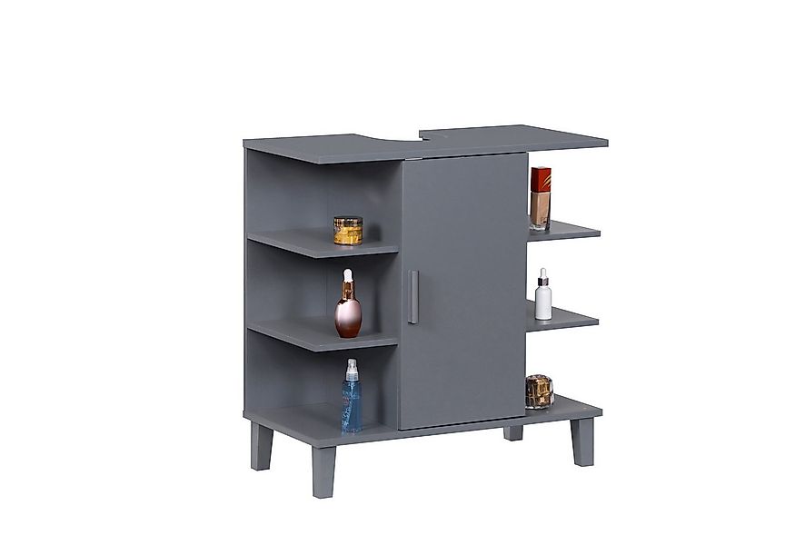 relaxdays Waschbeckenunterschrank Tür & Ablage grau günstig online kaufen