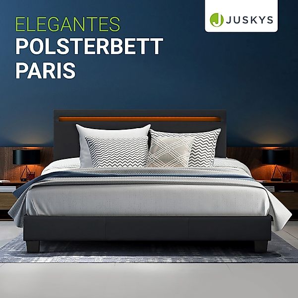 Juskys Polsterbett Paris, 140x200 cm, RGB-LED, günstig online kaufen