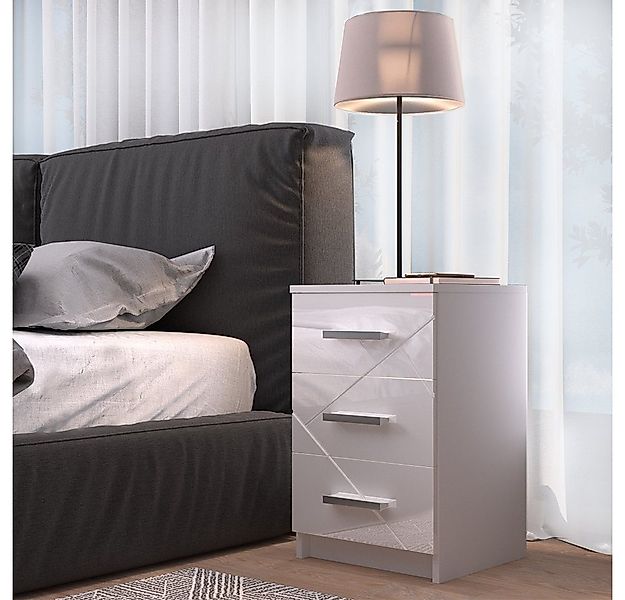 Vicco Nachtschrank Irma, Weiß Hochglanz, 37.6 x 66 cm (1-St) günstig online kaufen