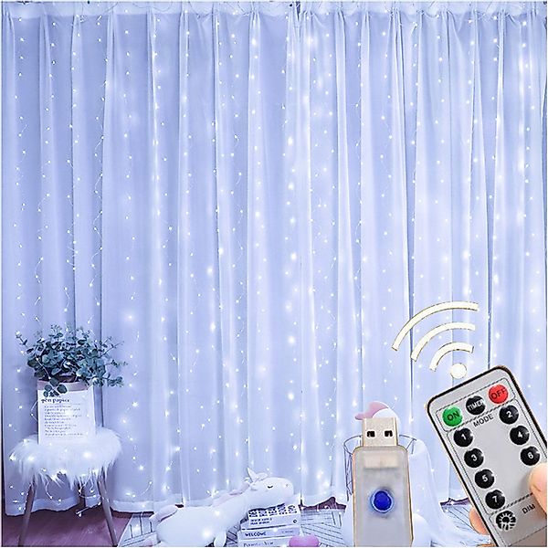 Senmudi LED-Lichtervorhang Lichtervorhang,3x3m Lichterketten Vorhang Lichte günstig online kaufen