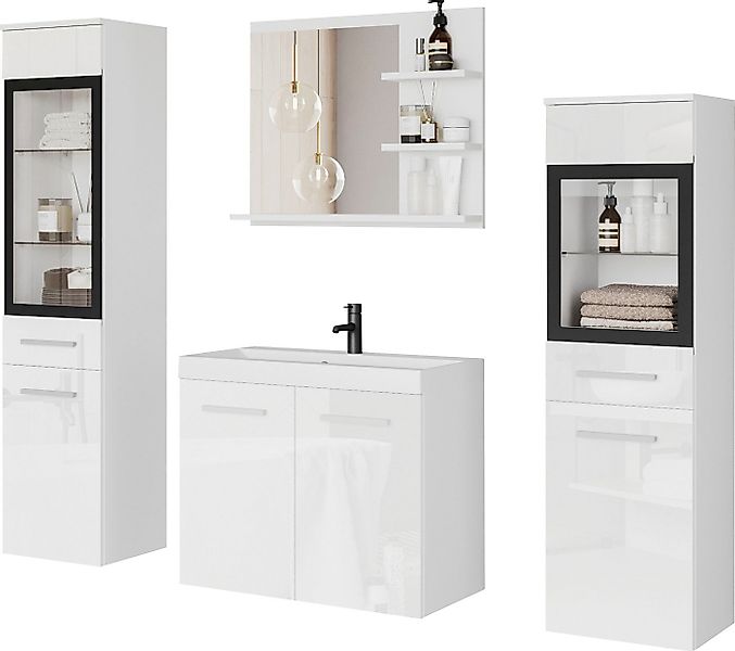 welltime Badmöbel-Set MADRIT, (Komplett-Set, 5-St., mit Waschbecken), Wasch günstig online kaufen