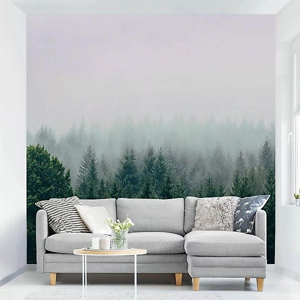 Fototapete Wald im Nebel Dämmerung günstig online kaufen
