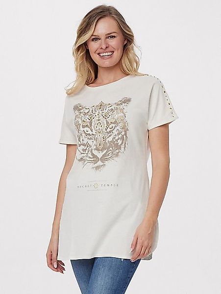 Sarah Kern T-Shirt Kurzarmshirt Figurumspielend mit auffälligem Tiger-Motiv günstig online kaufen