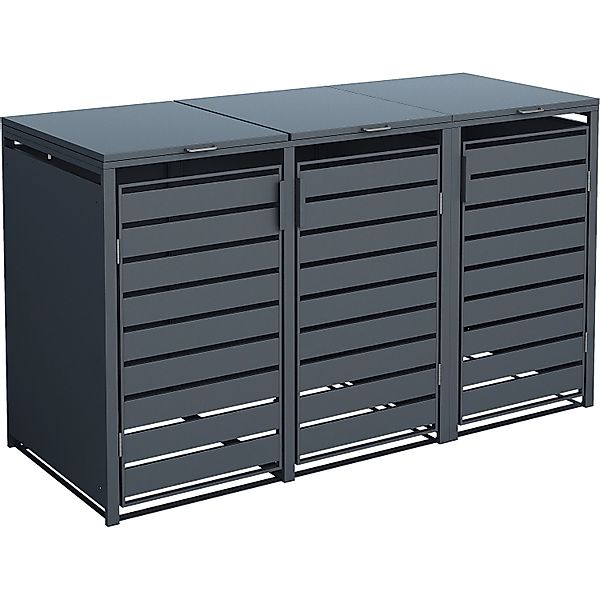 Westmann Mülltonnenbox Kubus Metall 3er Box 240 l Anthrazit 116 x 200 x 80 günstig online kaufen