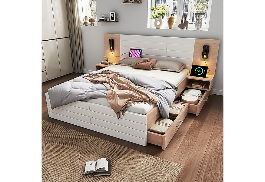 OKWISH Polsterbett Bettanlage mit Stauraum (Doppelbett, Holzbett, 1-tlg., 1 günstig online kaufen