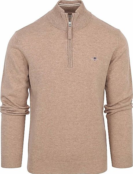 Gant Halfzip-Wollpullover Logo Beige - Größe XL günstig online kaufen