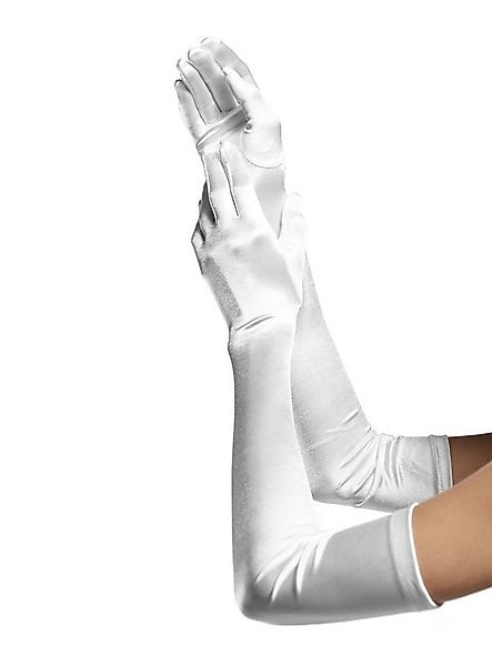 Leg Avenue Kostüm Satin Handschuhe extra lang weiß, Lange Damenhandschuhe a günstig online kaufen