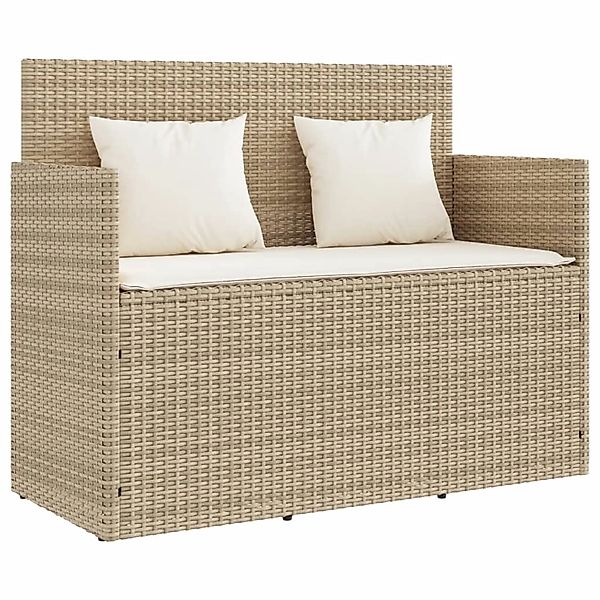 furnicato Gartenbank mit Kissen Beige Poly Rattan günstig online kaufen