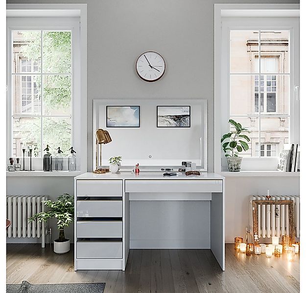 Vicco Schminktisch Sherry, Weiß/Gold, 120 cm mit LED-Spiegel (1-St) günstig online kaufen