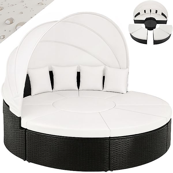 Polyrattan Sonneninsel Schwarz/Creme Ø230cm günstig online kaufen
