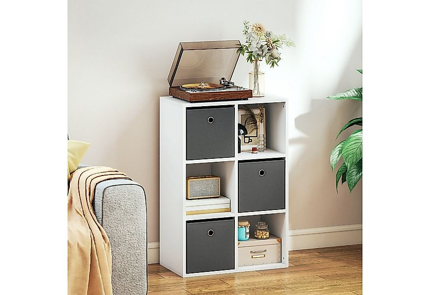HOMCOM Sideboard Bücherregal Bücherschrank mit 3 Stoff-Schubladen, 3 offene günstig online kaufen