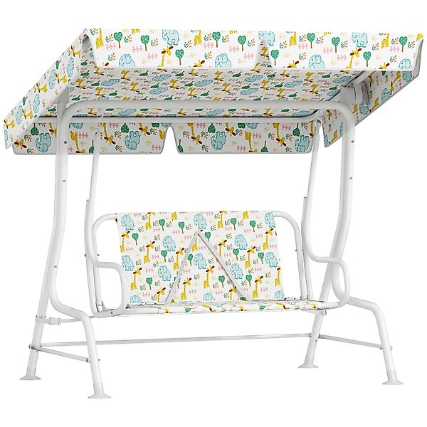 AIYAPLAY Doppelsitz Schaukelstuhl Stahl Polyester Weiß 112L x 75B x 120H cm günstig online kaufen
