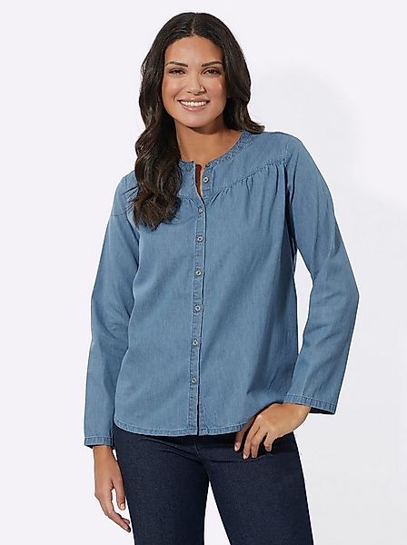 Sieh an! Klassische Bluse Jeansbluse Langarm günstig online kaufen