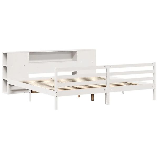 vidaXL Massivholzbett mit Regal ohne Matratze Weiß 200x200 cm Kiefer 332186 günstig online kaufen