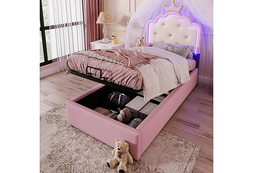 Merax Polsterbett mit Kronprinzessinnen-Design (1-tlg), Kinderbett 90x200 c günstig online kaufen