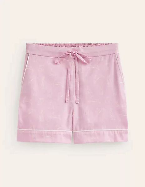 Schlafanzug-Shorts aus Baumwollsatin Damen Boden, Rosa, Häschen Hop günstig online kaufen