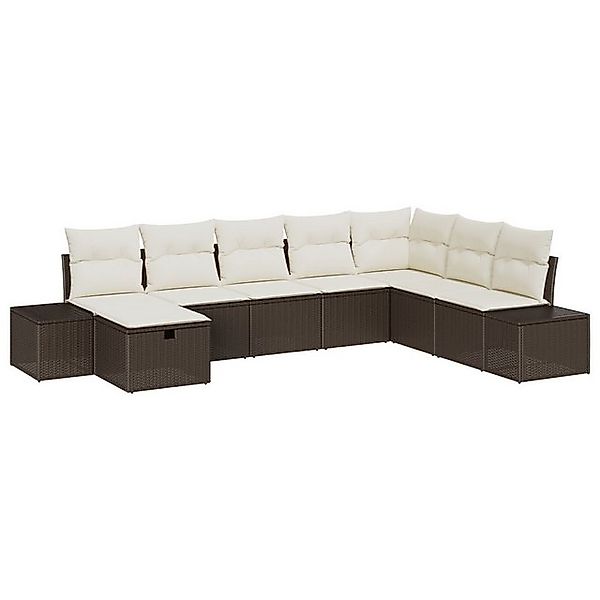 vidaXL Loungesofa 8-teiliges Garten-Sofa-Set mit Kissen, braunes Poly-Ratta günstig online kaufen