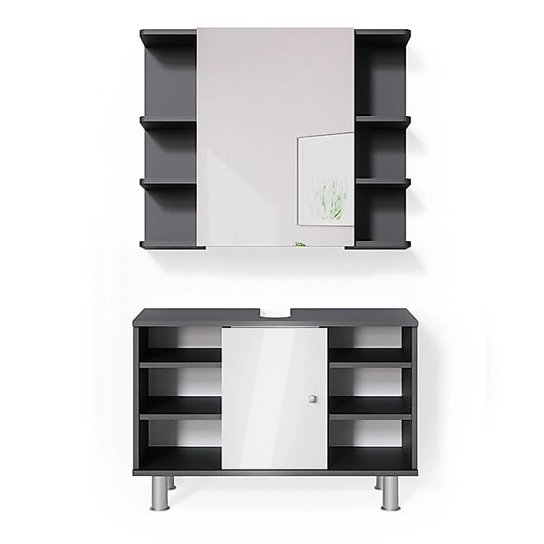 Vicco Badmöbel-Set Fynn, Anthrazit/Weiß, 2 Teile, Unterschrank 80 cm, (2-er günstig online kaufen