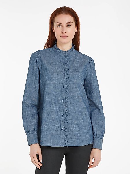 Tommy Hilfiger Shirtbluse "CHAMBRAY RUFFLE RELAXED SHIRT" mit Rüsche, Cahmb günstig online kaufen