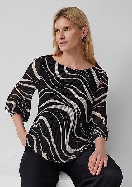 s.Oliver Langarmbluse Bluse Plissierte Bluse mit All-over-Print günstig online kaufen