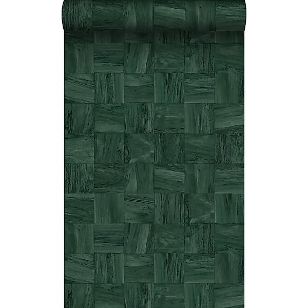 Origin Luxury Wallcoverings Tapete Quadratische Holzstücke Dunkelgrün 50 X günstig online kaufen
