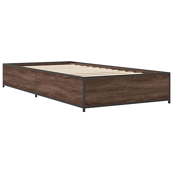 vidaXL Bettgestell Braun Eichen-Optik 90x190 cm Holzwerkstoff Metall 845120 günstig online kaufen