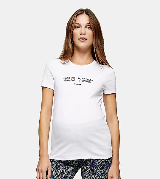 Topshop Maternity – T-Shirt mit „New York“-Print in Weiß günstig online kaufen