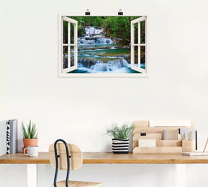 Artland Wandbild "Fensterblick Wasserfall in Kanchanaburi", Fensterblick, ( günstig online kaufen