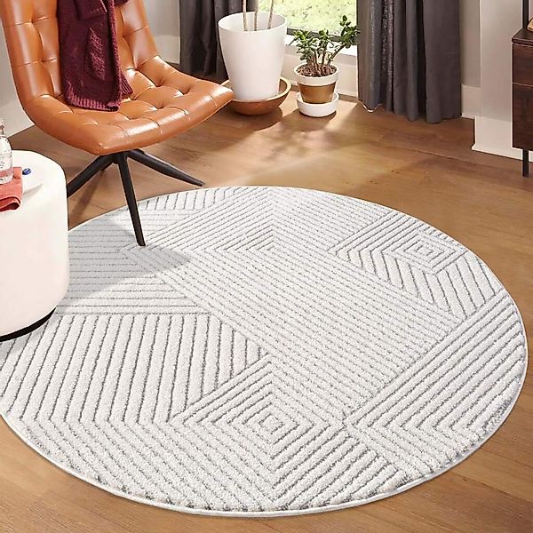 Carpet City Teppich "LOUNGE 0632" rund 15 mm Höhe Kurzflor-Teppich Modern, günstig online kaufen